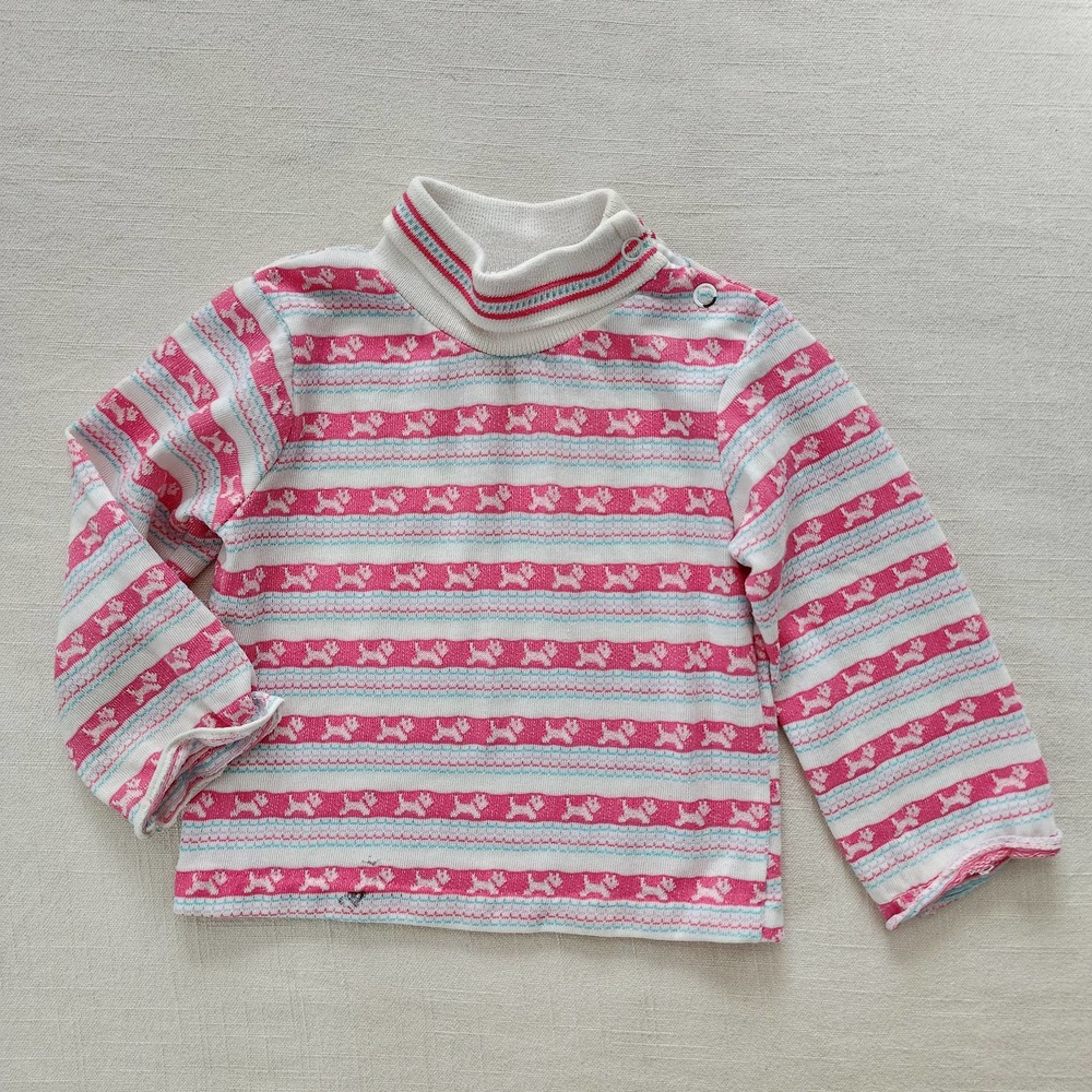 Vintage Puppy Striped Girly Long Sleeve 12-18 months